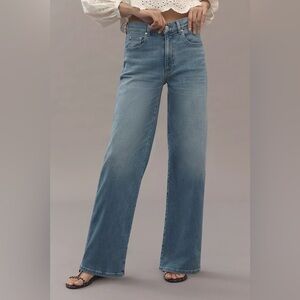 Le Jean Column High-Rise Wide Leg Raw Hem Women's Jeans size 30 NWOT